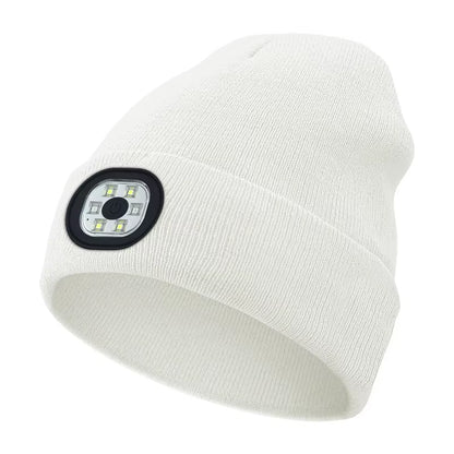 Rechargeable LED Beanie Hat with Light Unisex Warm Winter Knitted Cap Headlamp Night Lighted Flashlight for Outdoor Activities